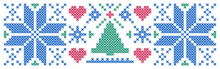 Canvas Print - Christmas pattern in cross stitch style