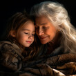 A grandmother looks upon her young granddaughter with boundless love, emphasizing the enduring connection that transcends the passage of time