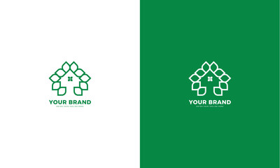 Wall Mural - Green house line art logo, vector graphic design