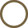Vector round golden and black classic frame. Greek meander. Patterns of Greece and ancient Rome. Circle european border