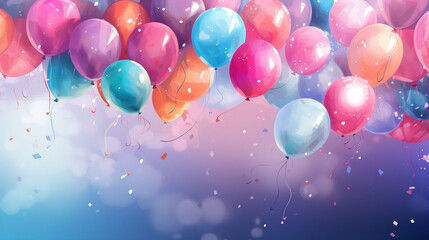 Poster - Celebrate with Confetti, Vibrant Balloons and Ribbons