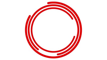 Wall Mural - Animated red circular frame spins. Linear symbol rotates. Copy space for text. Vector illustration isolated on white background.