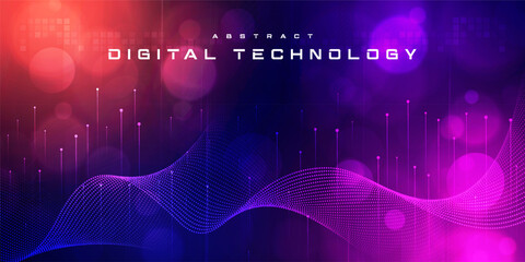 Digital technology metaverse neon blue purple background, cyber information abstract speed connect communication, innovation future meta tech, internet network connection, Ai big data, illustration 3d