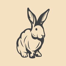 Rabbit Retro Vector Stock Illustration