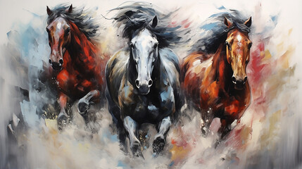 Canvas Print - pintura animal poderoso cavalo 