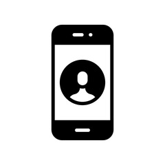Mobile account glyph icon, create new my profile for profile network. user page in social network template. avatar personal contact pictogram. vector illustration. design on white background.