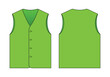 Blank Green Vest Template On White Background.Front and Back View, Vector File
