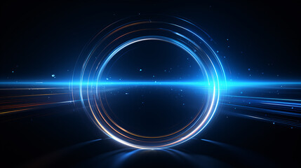 Sticker - geometric stripe line artistry on a deep blue canvas, creating an abstract glow..