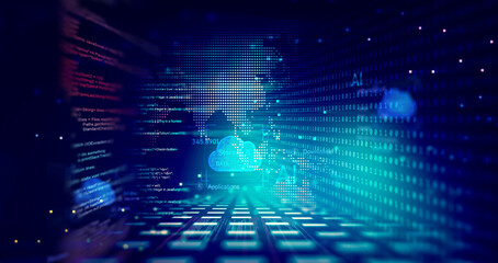 Cloud technology.Cyber base programming and Data storage.
Programming code technology and software developer and computer script.