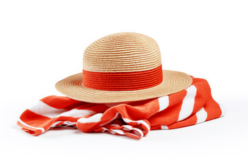 A stylish straw hat, perfect for summer fashion and beach vacations, isolated on a white background.