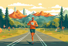 Cartoon Style Of A Man Running In The Morning
