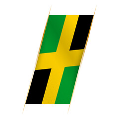 Sticker - Jamaica flag in the form of a banner with waving effect and shadow.