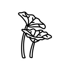 Sticker - Doodle lotus leaf doodle hand drawn botanical illustration with line art style on white background.