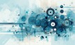 Watercolor-Painted Background Featuring Technology Gears on a Light Blue Canvas, Blending Artistic Creativity with Technical Aesthetics, Showcasing the Beauty of Industrial Design