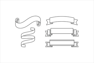 Set of old vintage ribbon banners. isolated doodle ribbon banner badge vector design decoration element.