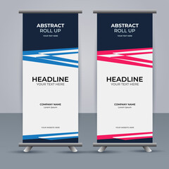 Abstract Vector aqua and orange color modern roll up banner design