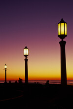 The Streetlights Come On At Dusk; Seaside, Oregon, United States Of America