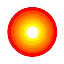 Red Sun Icon Isolated On White Background. Spectrum Gradient Color In Circle Vector Design.