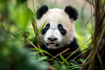 Sticker - Close Up of Panda Bear in Grass