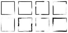 Set Of Black Grunge Frames. Vector Illustration Isolated On White Background