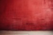 Old red wall background. Empty vintage room with wooden floor. Burgundy grungy wall with copy space. Horizontal studio scene banner, generated by AI