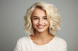 © deagreez - Generative Ai portrait of young pretty woman natural beauty blond hairstyle on background