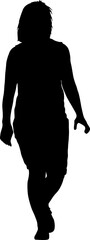 Wall Mural - Silhouette of a walking girl on a white background