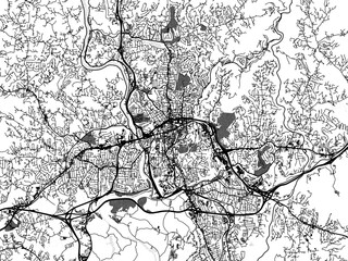 greyscale vector city map of asheville north carolina in the united states of america with with wate