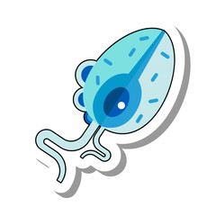 Wall Mural - Sample of intestinal parasite flat paper sticker icon. Study of microorganisms and multicellular bacteria causing illness in patient isolated on white background. Medicine, health care concept