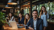 © khwanchai - happy businessman with team of professionals having a meeting in a digital marketing agency in modern office, teamwork concept, Generative AI