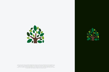 Wall Mural - Natural house tree line art logo concept simple design. Vector illustration
