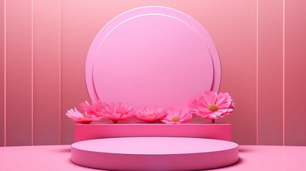 Wall Mural - pink podium in 3d