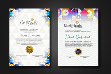 Wall Mural - modern certificate template with dynamic color on geometric shape ornament