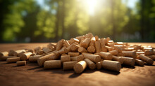 Pellet and woods with blury background
