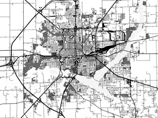 greyscale vector city map of decatur illinois in the united states of america with with water, field
