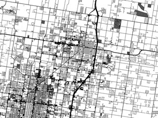 greyscale vector city map of edinburg texas in the united states of america with with water, fields 
