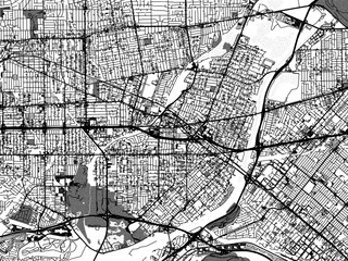 greyscale vector city map of el monte california in the united states of america with with water, fi