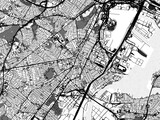 Fototapeta Miasta - Greyscale vector city map of  Elizabeth New Jersey in the United States of America with with water, fields and parks, and roads on a white background.