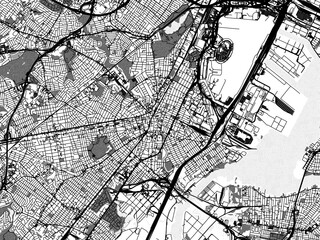 greyscale vector city map of elizabeth new jersey in the united states of america with with water, f