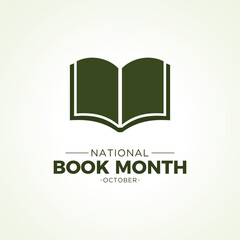 October is National book month. National book month celebration focuses on the importance of reading, writing and literature. Vector template for banner, greeting card, poster with background.