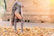 © Ivan Zelenin - Fashion portrait of sexy woman in face mask and bodysuit in autumn park. Pandemic, coronavirus