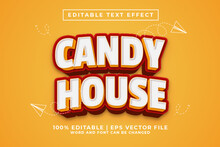 Candy House 3d Editable Text Effect Cartoon Style Premium Vector