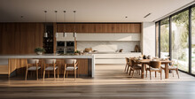 Modern Kitchen Interior, Photography Of A Primitive Interior Design Style. Generative Ai Content