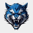© dhiyaeddine - Aggressive wildcat, BLUE with black accents, illustration logo, sports style, png, blank background,Generative ai