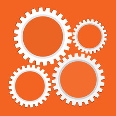 Wall Mural - business orange background with cogwheels. Vector illustration