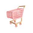 Pink shopping cart trolley isolated on white background