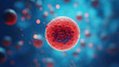 a cluster of red blood cell floating in a vibrant blue background, microscopic view, medical imaging, scientific discovery banner, AI