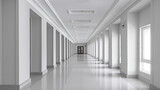 Fototapeta Perspektywa 3d - Empty hall with white walls and white floor.