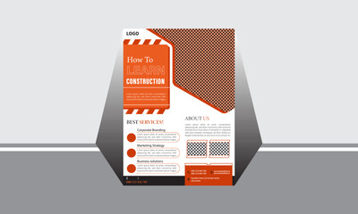 morden corporate construction renovation flyer tools cover a4 template design, leaflets decoration f