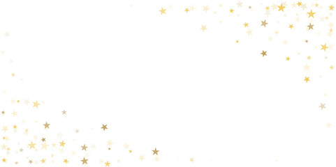 gold stars vector background, sparkling christmas confetti falling isolated on white. magic shining 
